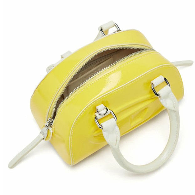 Women Bags Zip - Bright Yellow Shiny Patent PU Mini