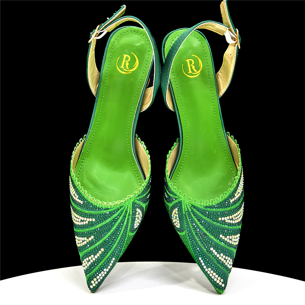 Sparkling Rhinestone Green Pum - огляд і ціна Women Bags Medium Size