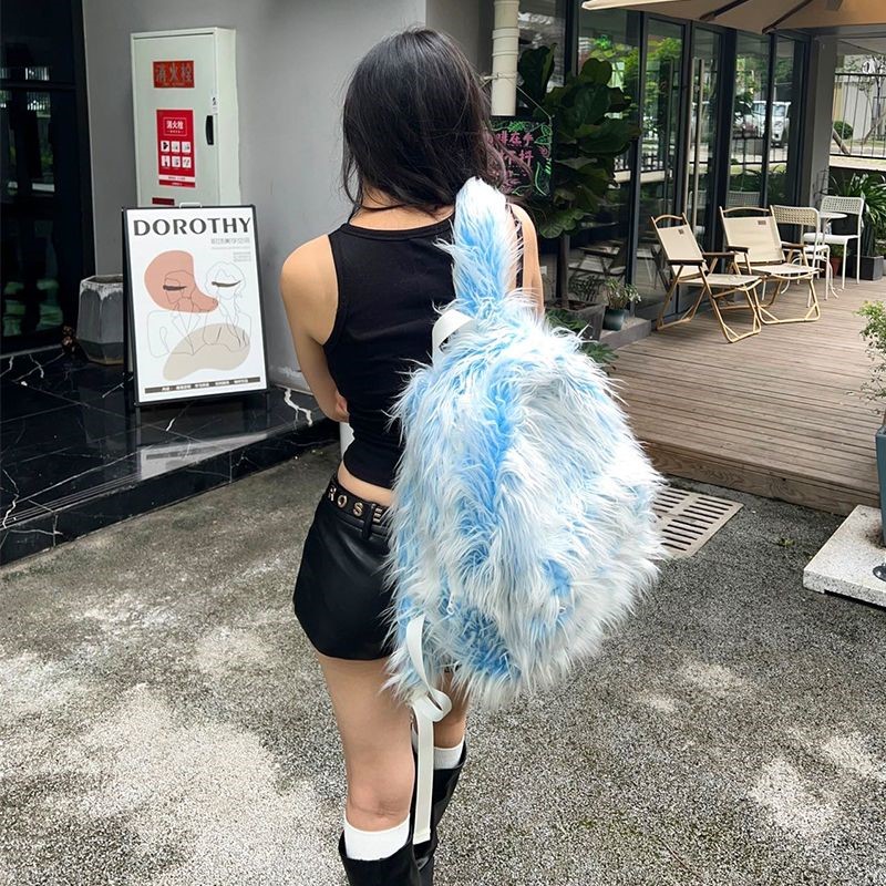 JIAERDI Ice Blue Long Plush Ba - огляд і ціна Women Bags Medium Size